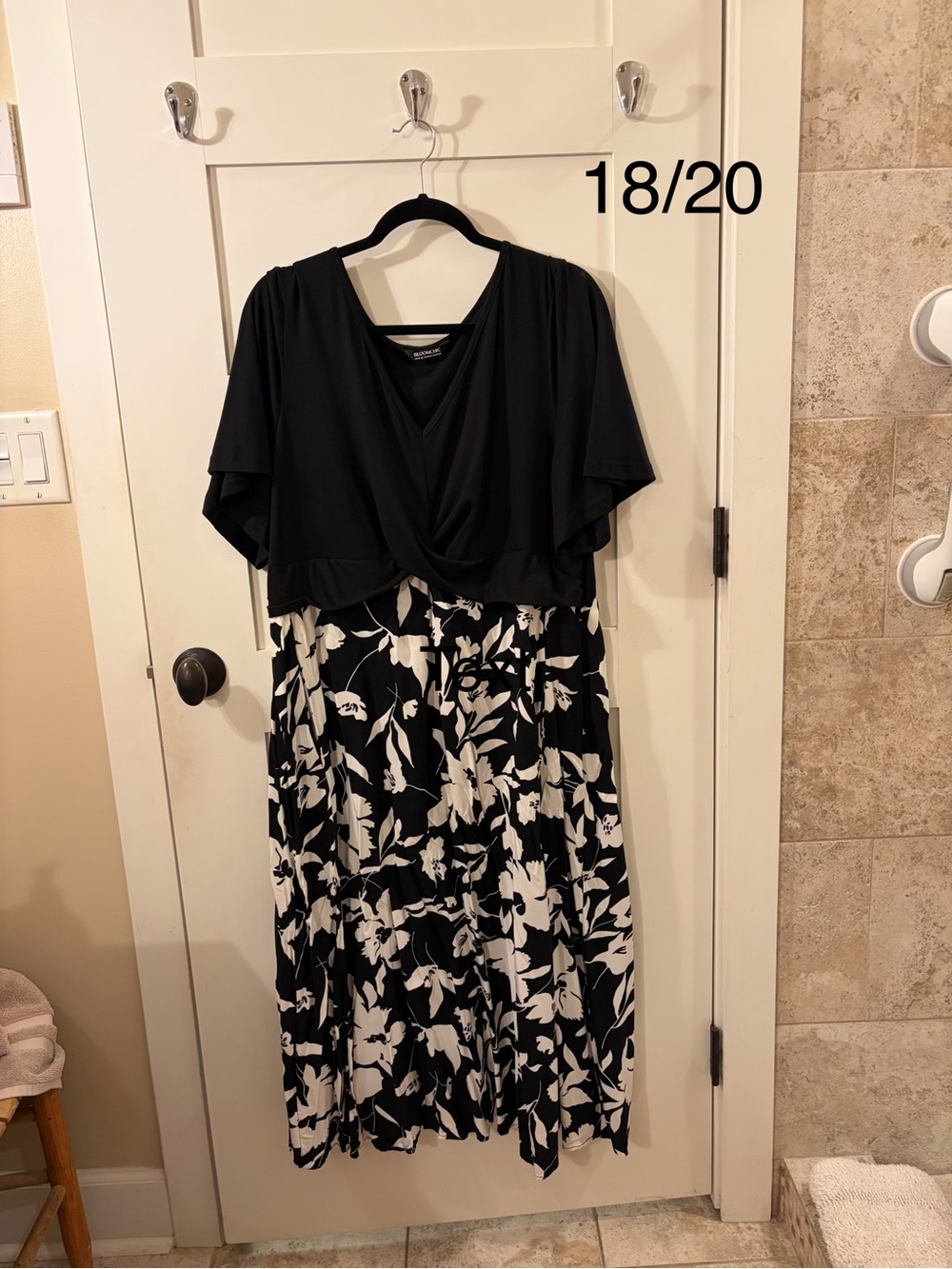 BloomChic Black & White Floral Midi Dress